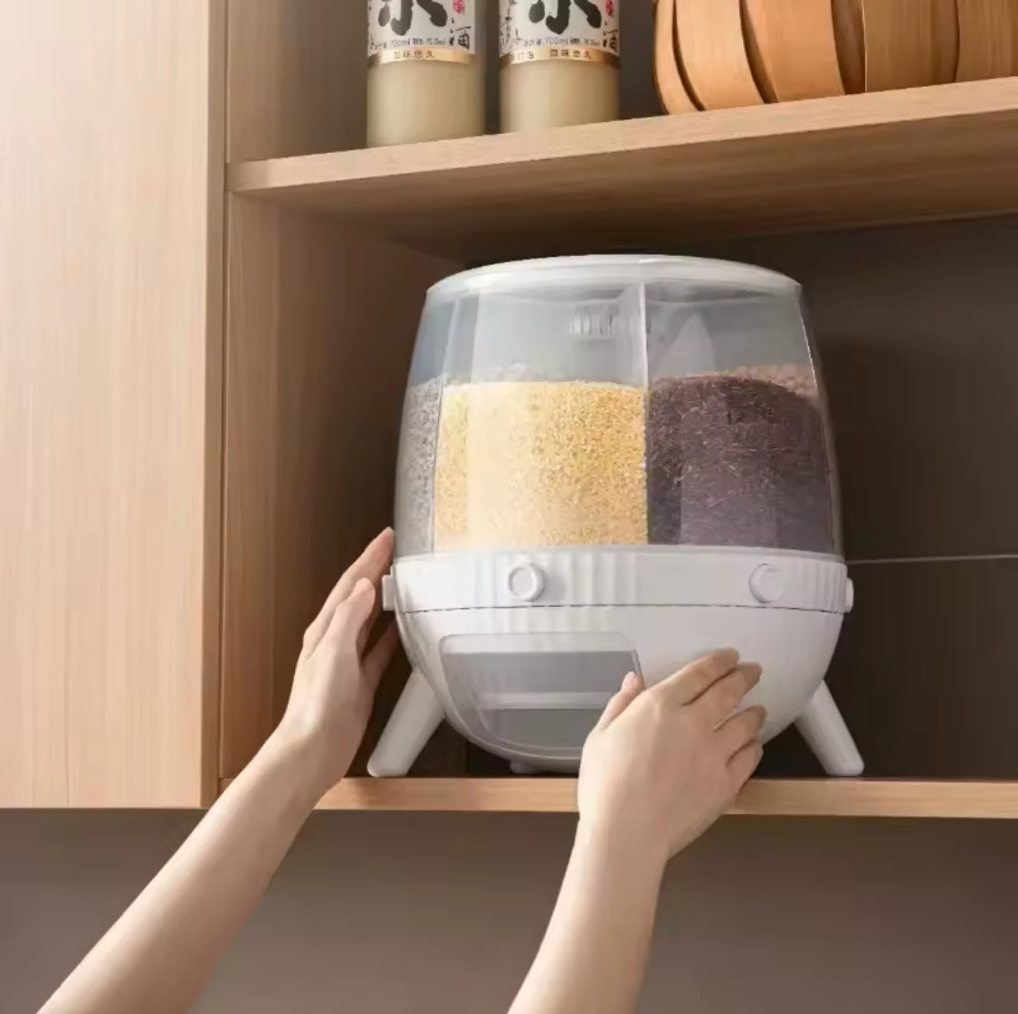 10kg Octopus Style Rotatable Cereal Dispenser, Multi Compartment Grain Dispenser, Rotary Partition Sealed Jar, Round Rice Storage Tank 10kg Octopus Style Rotatable Cereal Dispenser, Multi Compartment Grain Dispenser, Rotary Partition Sealed Jar, Round Rice Storage Tank